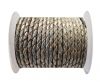 Round Braided Leather Cord SE/M/Silver - 6mm