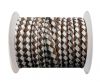 Round Braided Leather Cord SE/B/27-Brown-White - 3mm