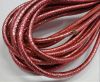 Round stitched nappa leather cord Shiny Rasberry Red-6mm