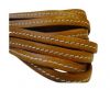 Flat Leather Italian Stitched 5mm - Stitched Brown Yellow