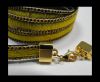 Hair-On Leather with Gold Chain-10 mm - Yellow
