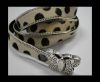 Hair-on leather with Chain- 14 mm - White Dalmatian