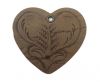 Heart 4cm - style 1 - Natural Leather Embossed