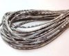 Round stitched nappa leather cord 3mm-Python Light Grey