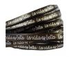 Real Flat Leather-10mm-La Vida Es Bella -Dark Brown with Silver 