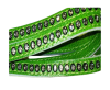 Real Nappa Flat Leather with swarovski crystals - 6mm - Green