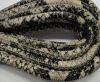 Round stitched leather cord Snake Skin Black beige python-6mm