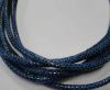 Round stitched nappa leather cord Snake Skin blue-6mm