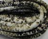 Round stitched leather cord Snake Skin Light green white Pyth