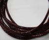 Round stitched leather cord Snake Skin Maroon-6mm