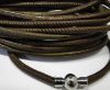 Round stitched nappa leather cord Brown -6mm