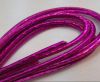 Round stitched nappa leather cord 6mm-FUXIA