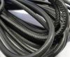 Round stitched nappa leather cord Metallic Black Grey - 6 mm