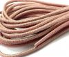 Round stitched nappa leather cord 3mm-Lizard Rose Paill Transparent
