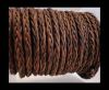 Round Braided Leather Cord- Vintage Cognac -4mm
