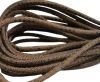 Round stitched nappa leather cord Snake style- Light Brown -4mm