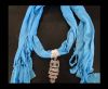 Scarf With Beads Style7-Turquoise