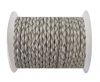 Round Braided Leather Cord SE/M/Silver - 4mm