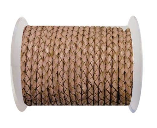 Round Braided Leather Cord SE/B/2006-Salmon - 4mm