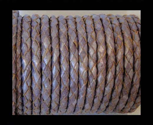 Round Braided Leather Cord SE/M/Metallic  - 6mm