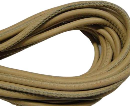 Round stitched nappa leather cord Sand yellow-4mm
