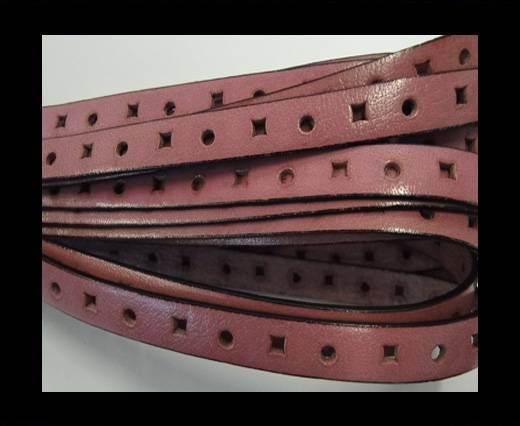 Flat Leather Cords With Square Holes-10mm-Pink