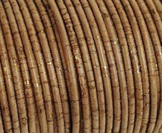 Real Cork Round - 3mm - Gold 