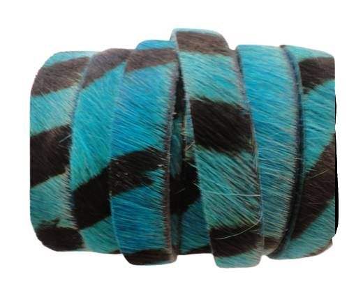 Hair-On Flat Leather-Turquoise Zebra-5MM