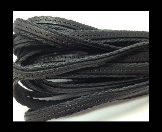 Italian Leather with Fabric - Black -10mm