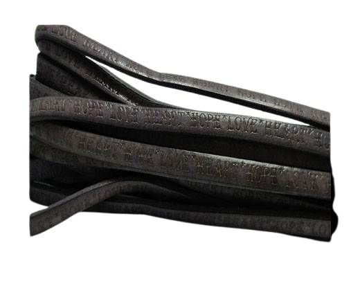 Real Flat Leather-5MM-Hope Love Heart style- Lila