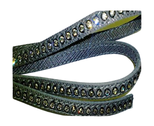 Real Nappa Flat Leather with swarovski crystals - 6mm - Grey