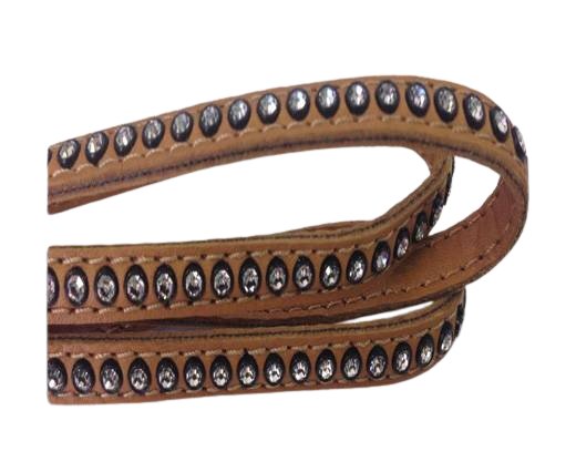 Real Nappa Flat Leather with swarovski crystals-6mm-Toffee