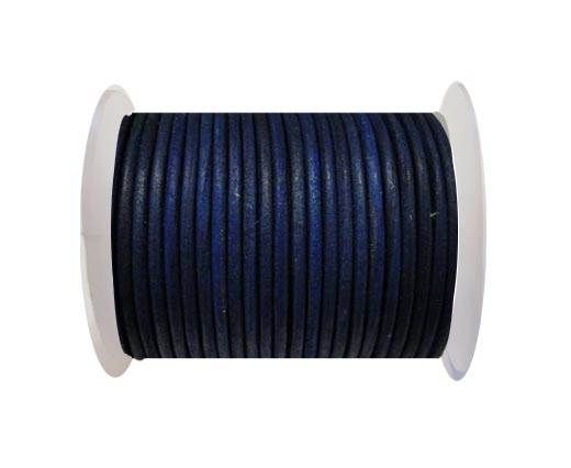 Round Leather Cord Vintage Light Blue -4mm