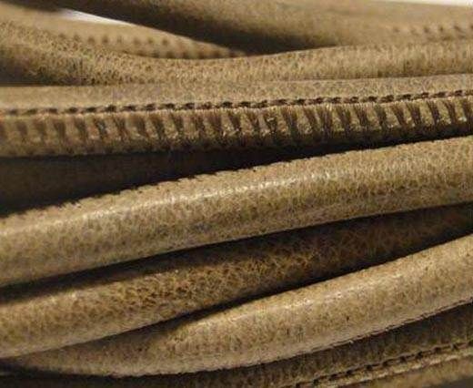 Round stitched nappa leather cord Snake-style -Taupe -4mm