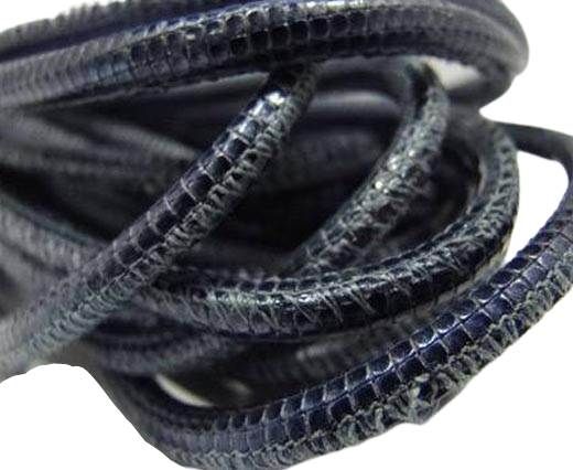 Round stitched nappa leather cord Snake-style-Blue -4mm