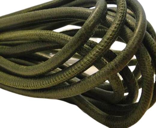 Round stitched nappa leather cord Vintage Green-4mm