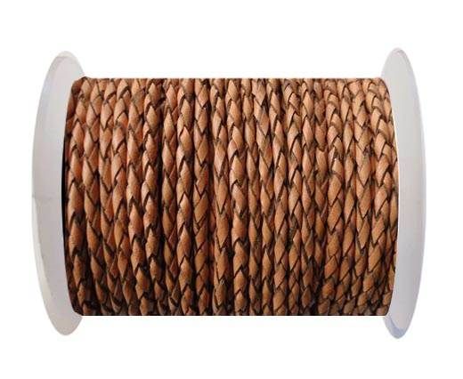 Round Braided Leather Cord SE/B/2011-Pumpkin - 4mm