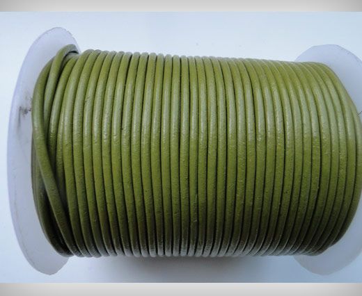 Round Braided Leather Cord SE/R/22-Olive Green - 8mm