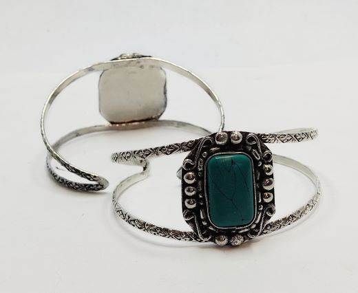 Turquoise Stone Brass Cuff -Style6