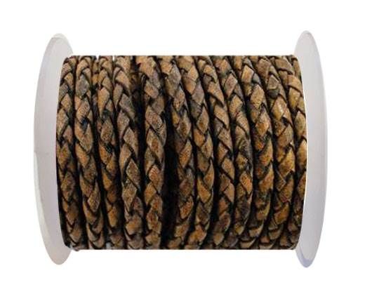 Round Braided Leather Cord SE/PB/13-Vintage Brown-8mm