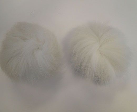 Fox Fur Pom Pom-White-10cms