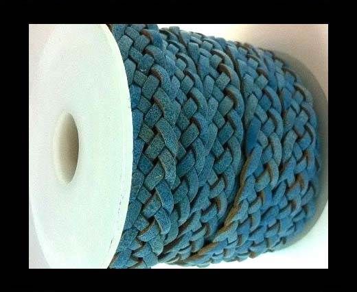 10mm Flat Braided- SE-Blue - 5 ply braided Leather Cords