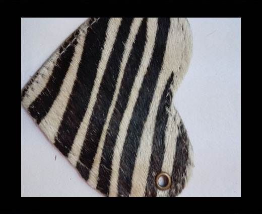 KC-Key Cord Heart Shape 8cm zebra white hair-on
