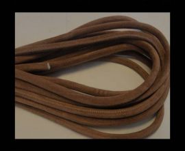 Round stitched nappa leather cord Suede Round-Light Brown-6mm