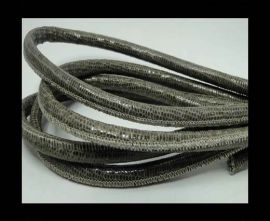 Real Round Nappa Leather cords - Lizard Prints -Taupe Lizard- 6m