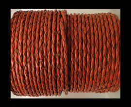 Round Braided Leather Cord SE/B/2016-Brick - 3mm
