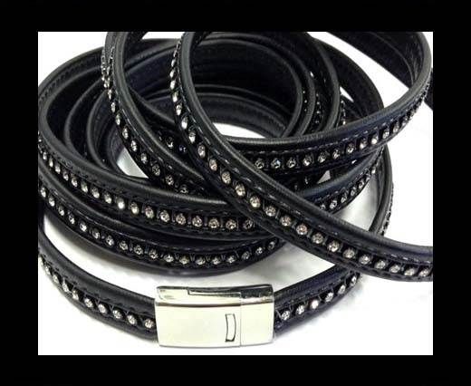 10MM Flat Nappa with Swarovski -Black