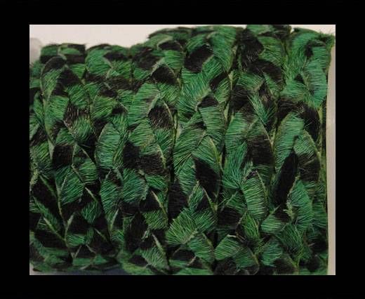 Braided Flat Hair-on Leather-Green Zebra Print