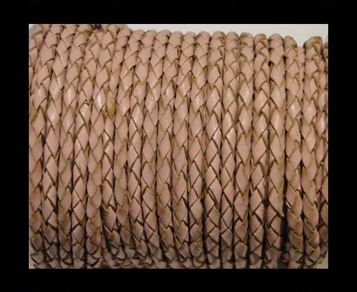 Round Braided Leather Cord SE/B/2006 -Salmon - 3mm