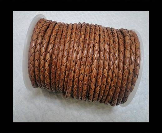 Breided Leather cord 4 mm Brown